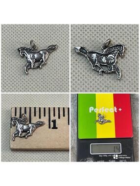 G & S  Sterling Silver Vintage Wild Horse Mini Charm Pendant